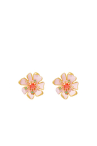 Bloom in Color Statement Studs, Plated Brass & Cubic Zirconia and Enamel